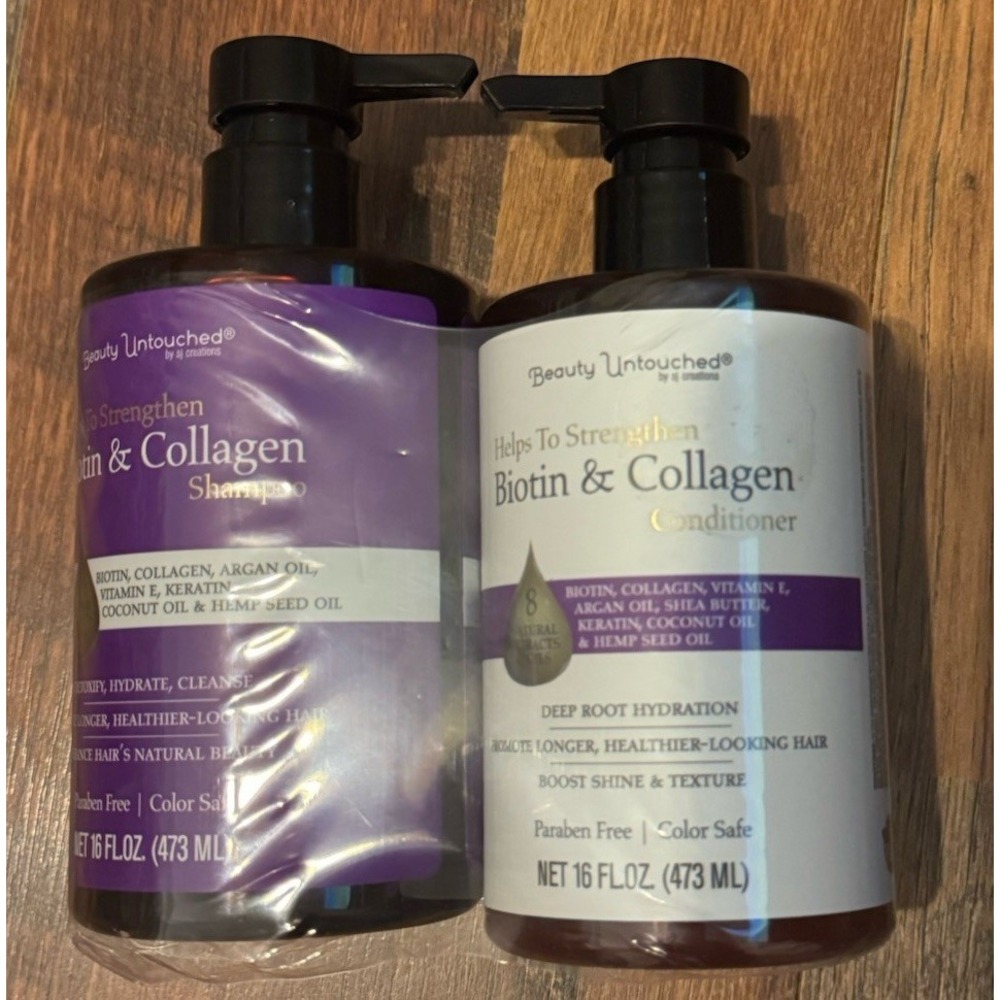 BEAUTY UNTOUCHED~ BIOTIN & COLLAGEN STRENGTHENING SHAMPOO & CONDITIONER 32OZ